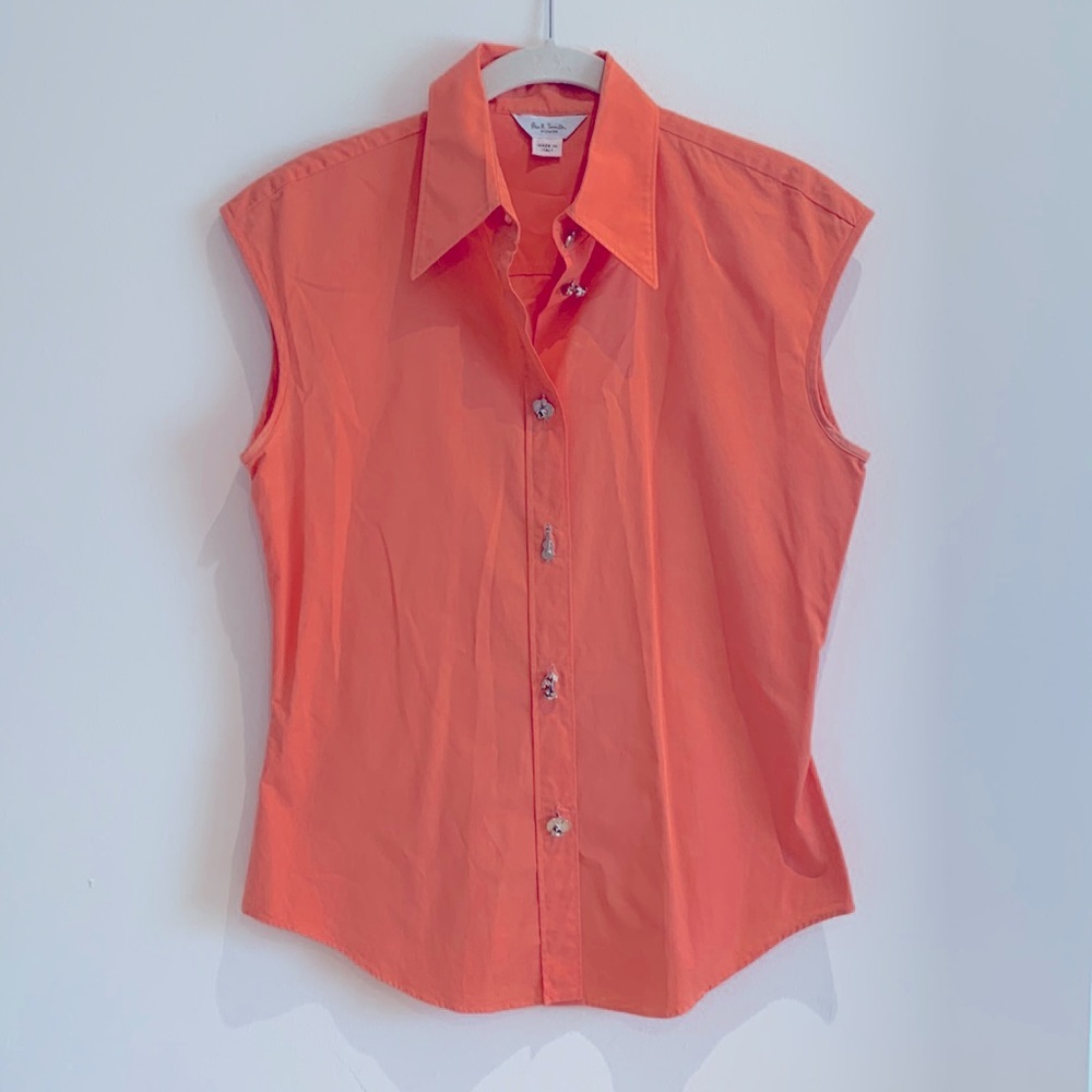 Paul Smith cotton sleeveless shirt with pewter buttons size 42
